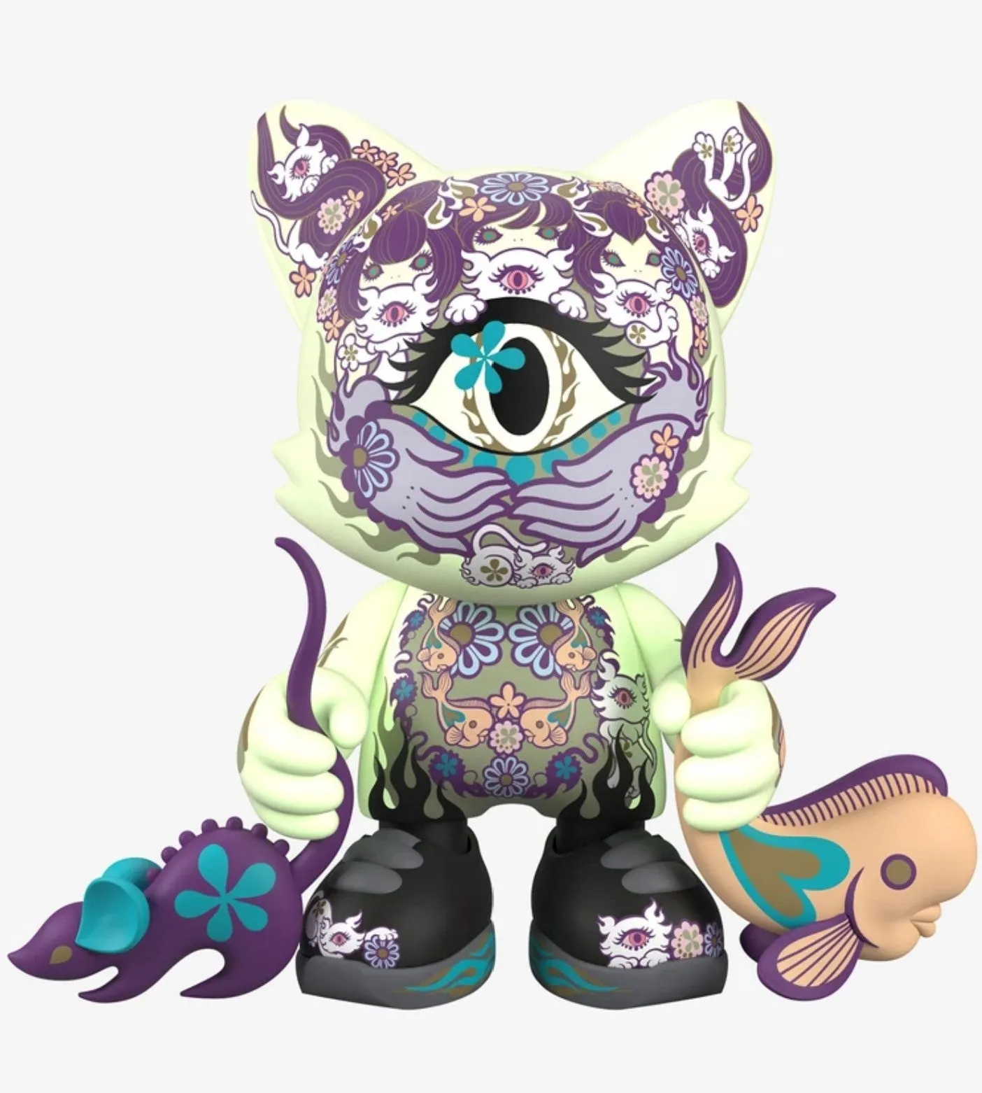 Ailurophile Glow SuperJanky Art Toy by Junko Mizuno x SuperPlastic