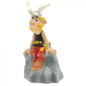 Asterix Sitting On A Rock Statue By Plastoy