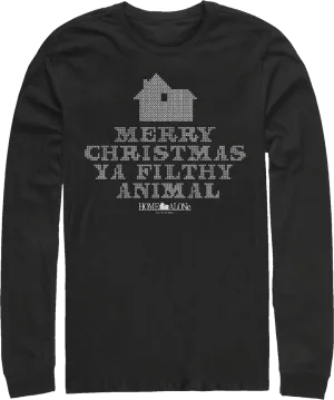 Faux Ugly Knit Christmas Sweater Home Alone Long Sleeve Shirt