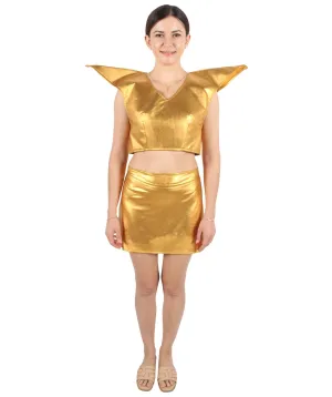 HPO Adult Women's Tv Musical Movie Antagonist Troll Short Gold Color Costume, Cosplay Costume, Flame-retardant Synthetic Fiber