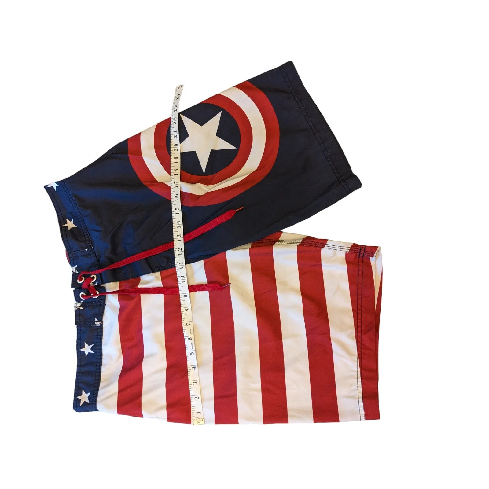 Marvel Captain America Board Shorts Mens XL Patriotic Swim Trunks American Flag