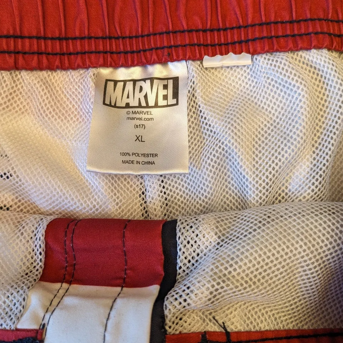 Marvel Captain America Board Shorts Mens XL Patriotic Swim Trunks American Flag