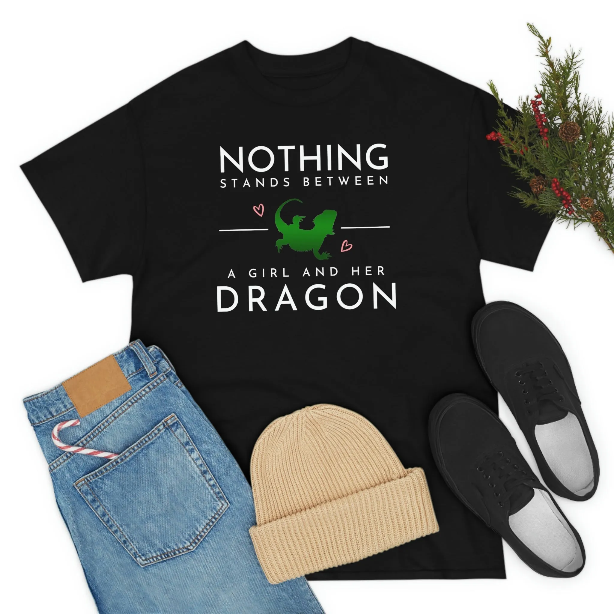 Nothing Stand Between a Girl and Her Dragon Heavy Cotton T-Shirt
