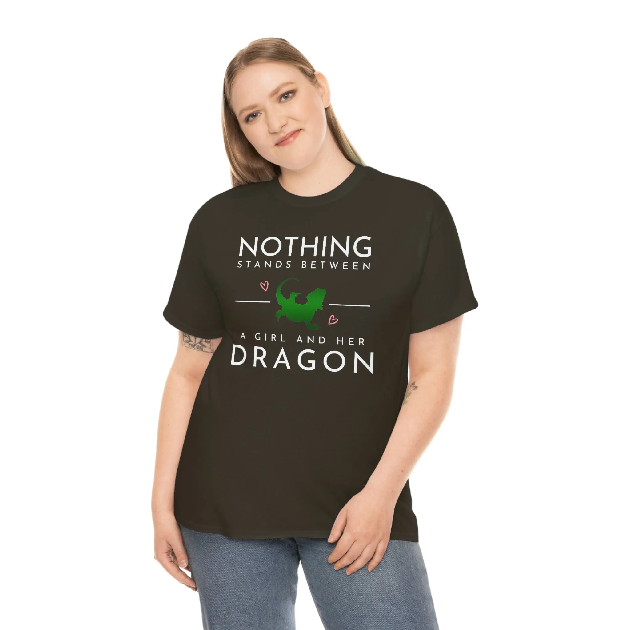 Nothing Stand Between a Girl and Her Dragon Heavy Cotton T-Shirt