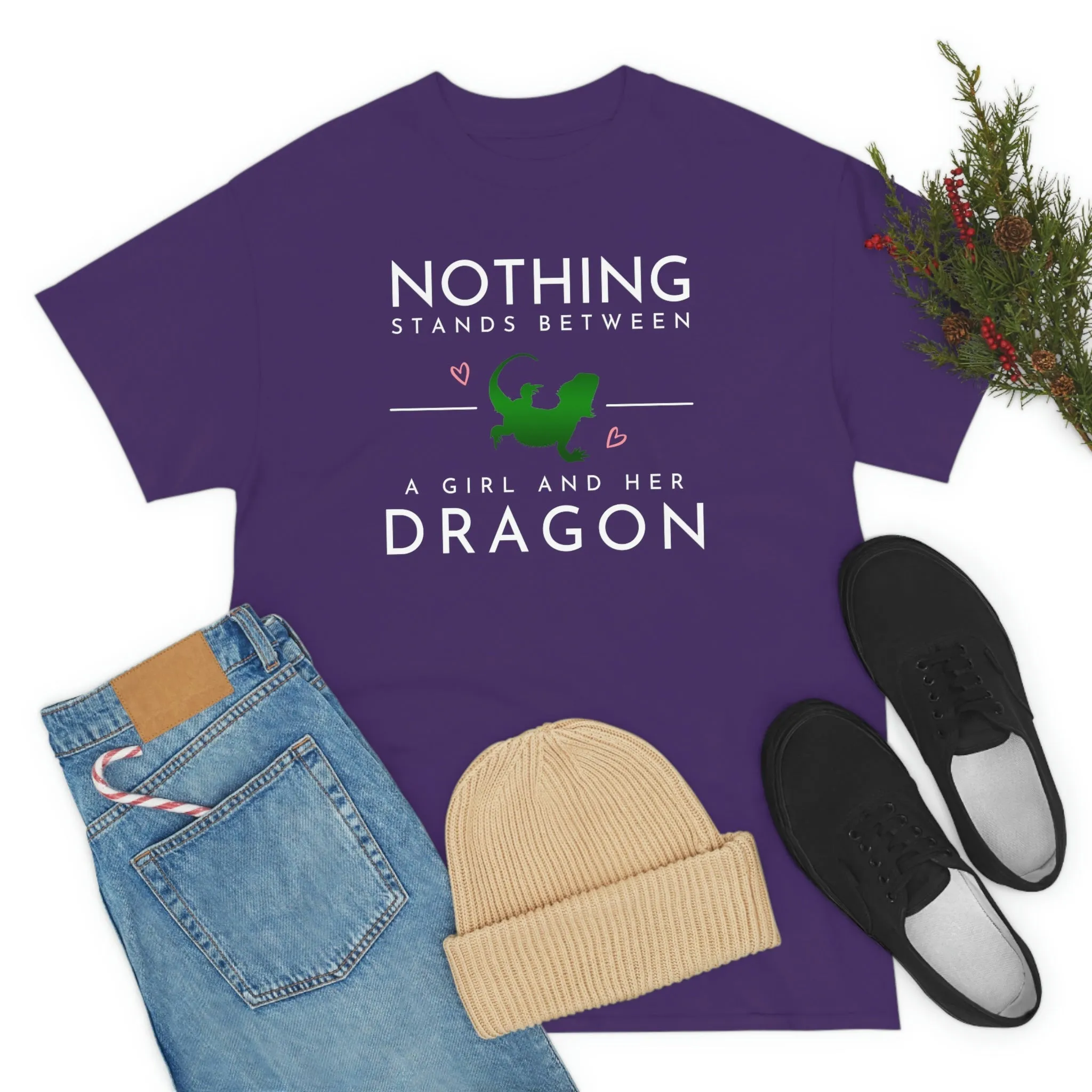 Nothing Stand Between a Girl and Her Dragon Heavy Cotton T-Shirt