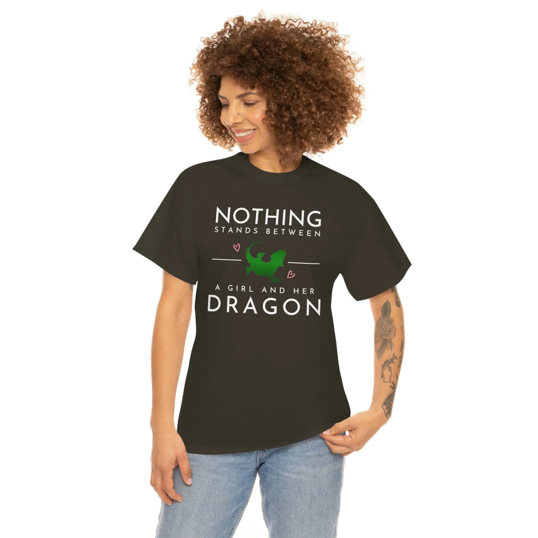 Nothing Stand Between a Girl and Her Dragon Heavy Cotton T-Shirt