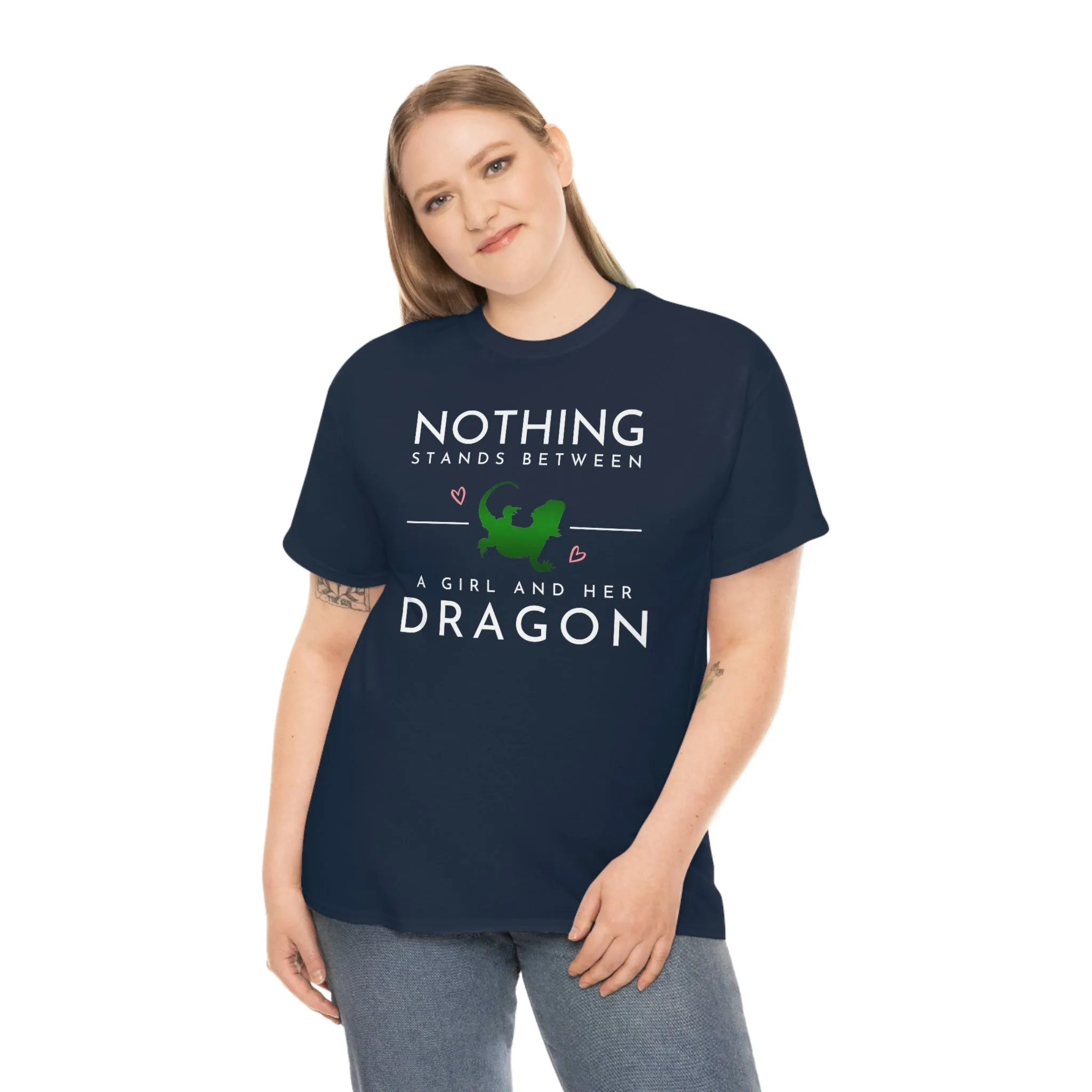 Nothing Stand Between a Girl and Her Dragon Heavy Cotton T-Shirt