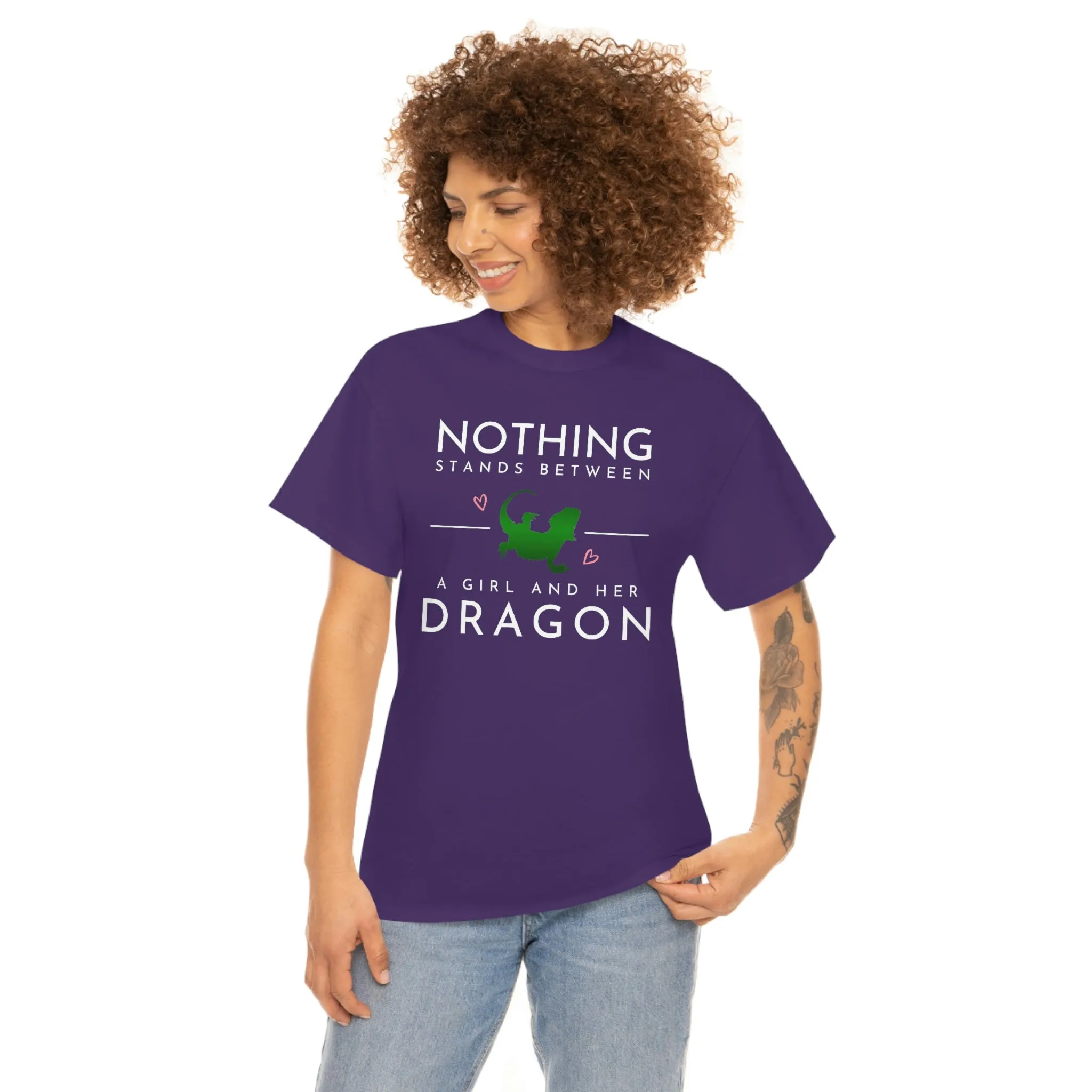 Nothing Stand Between a Girl and Her Dragon Heavy Cotton T-Shirt
