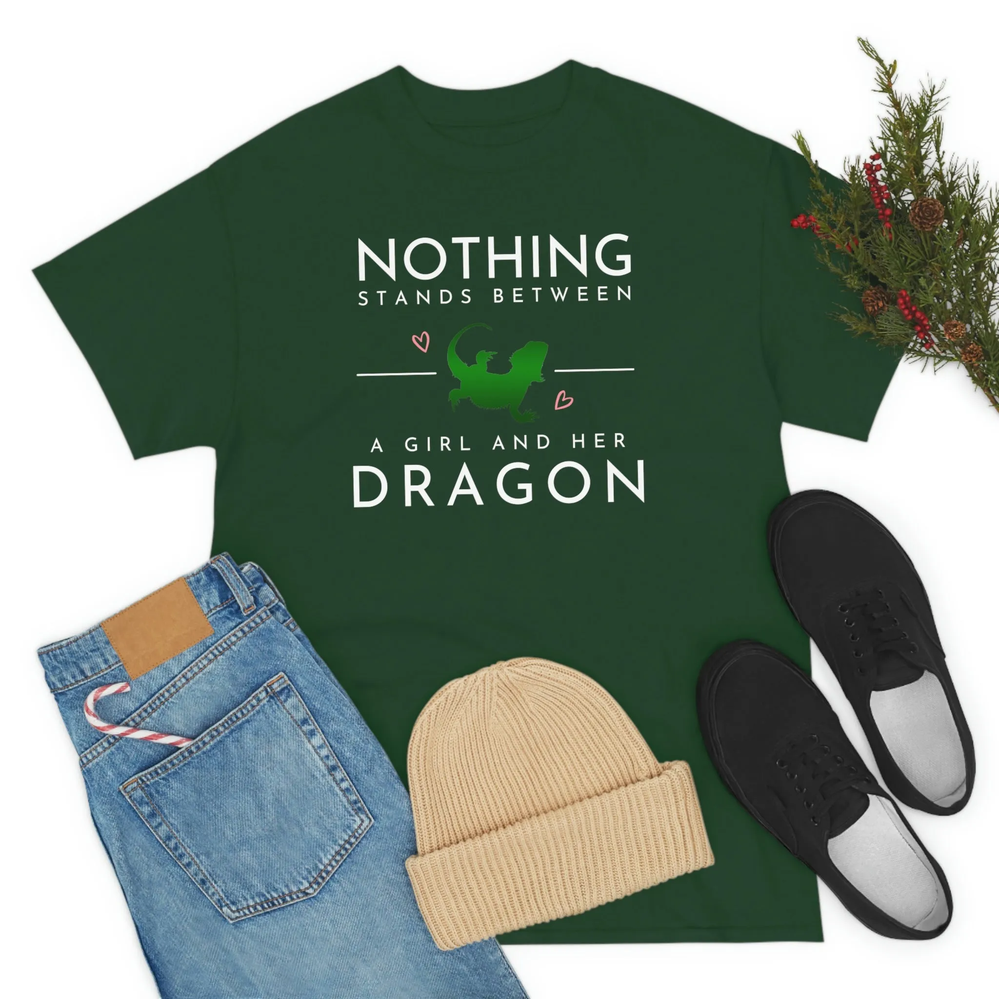Nothing Stand Between a Girl and Her Dragon Heavy Cotton T-Shirt