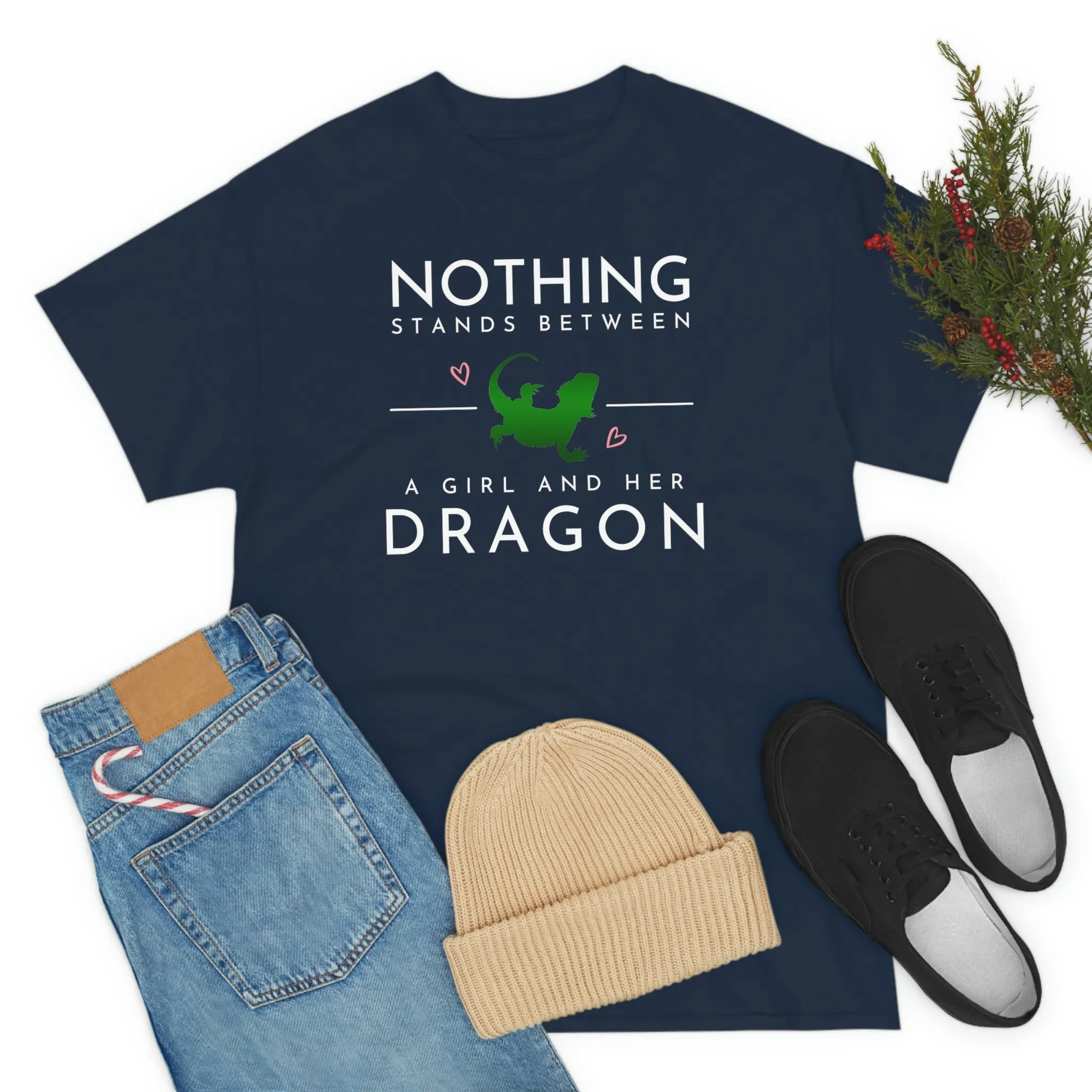 Nothing Stand Between a Girl and Her Dragon Heavy Cotton T-Shirt