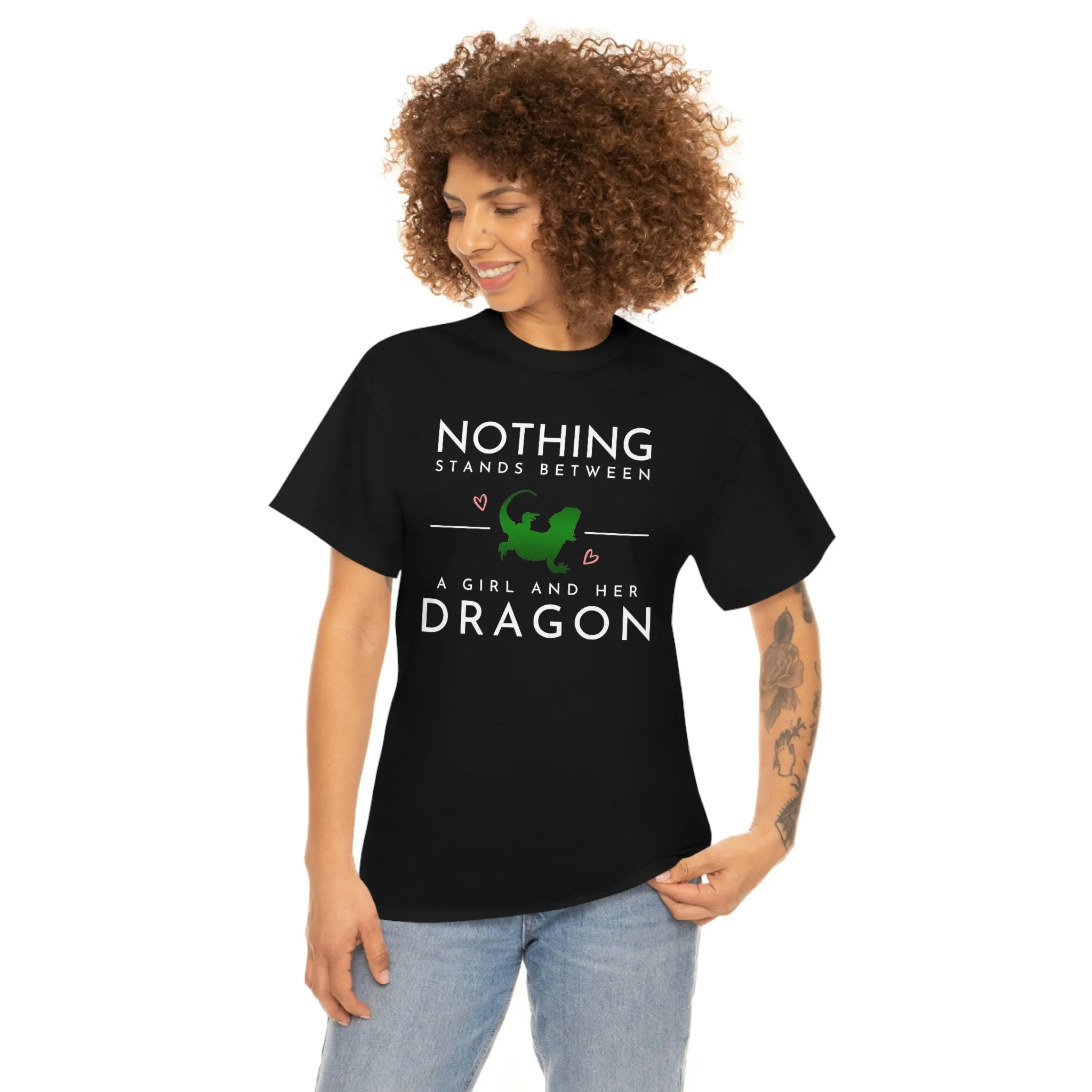 Nothing Stand Between a Girl and Her Dragon Heavy Cotton T-Shirt
