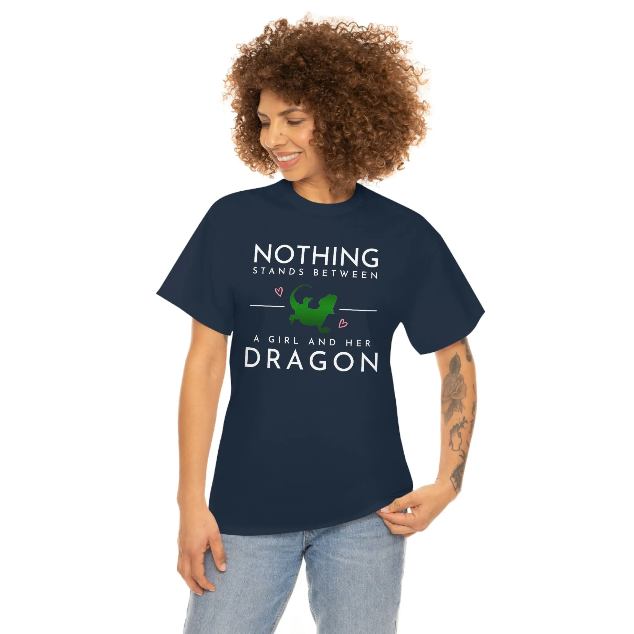 Nothing Stand Between a Girl and Her Dragon Heavy Cotton T-Shirt
