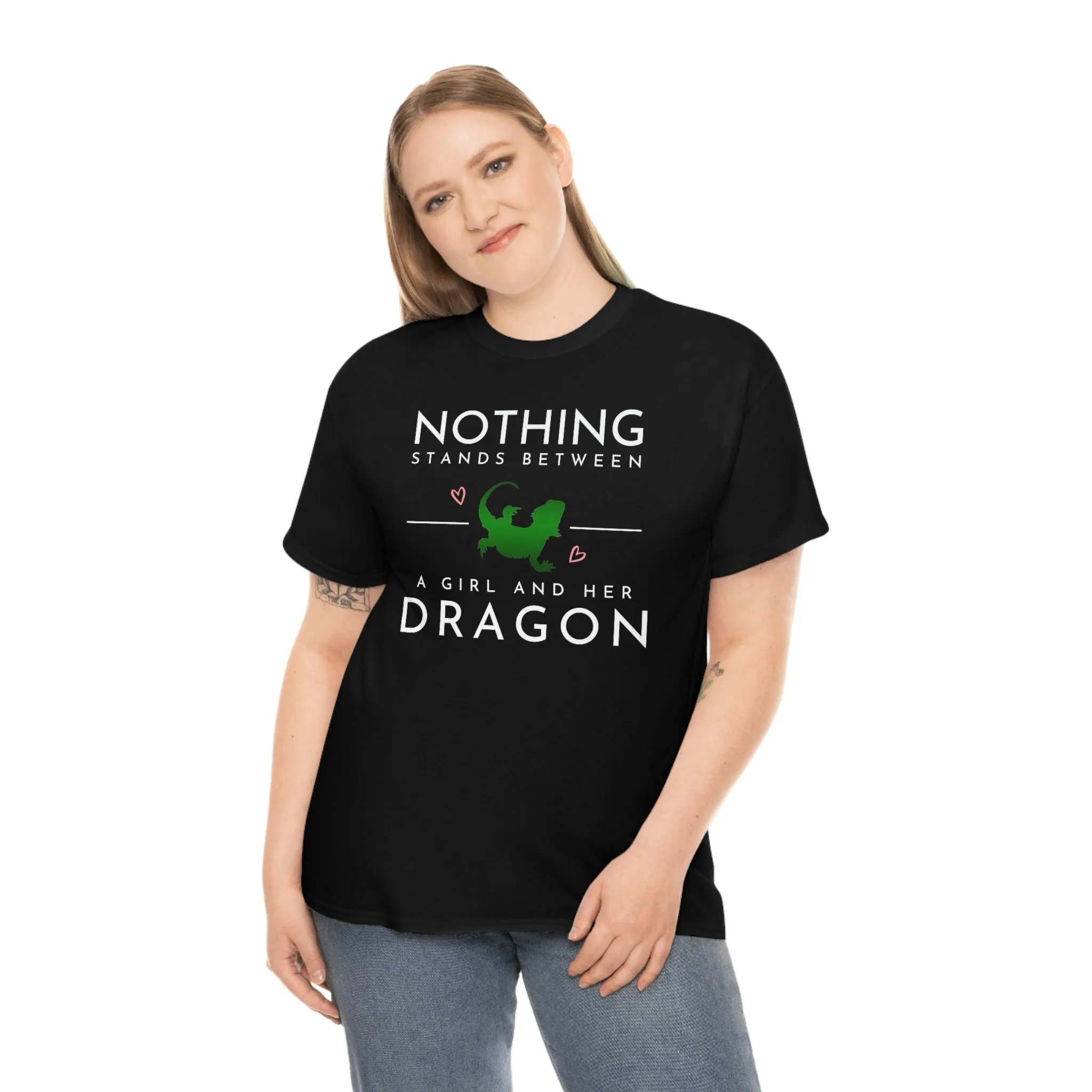 Nothing Stand Between a Girl and Her Dragon Heavy Cotton T-Shirt