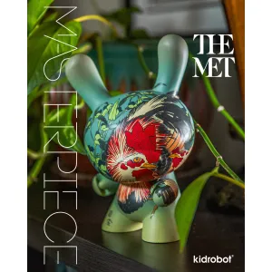 The Met 3" Showpiece Vinyl Art Dunny - Rooster, Hen and Chicken with Spiderwort by Katsushika Hokusai (PRE-ORDER)