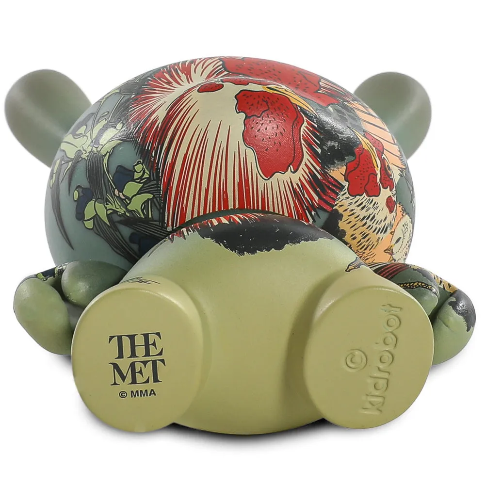 The Met 3" Showpiece Vinyl Art Dunny - Rooster, Hen and Chicken with Spiderwort by Katsushika Hokusai (PRE-ORDER)