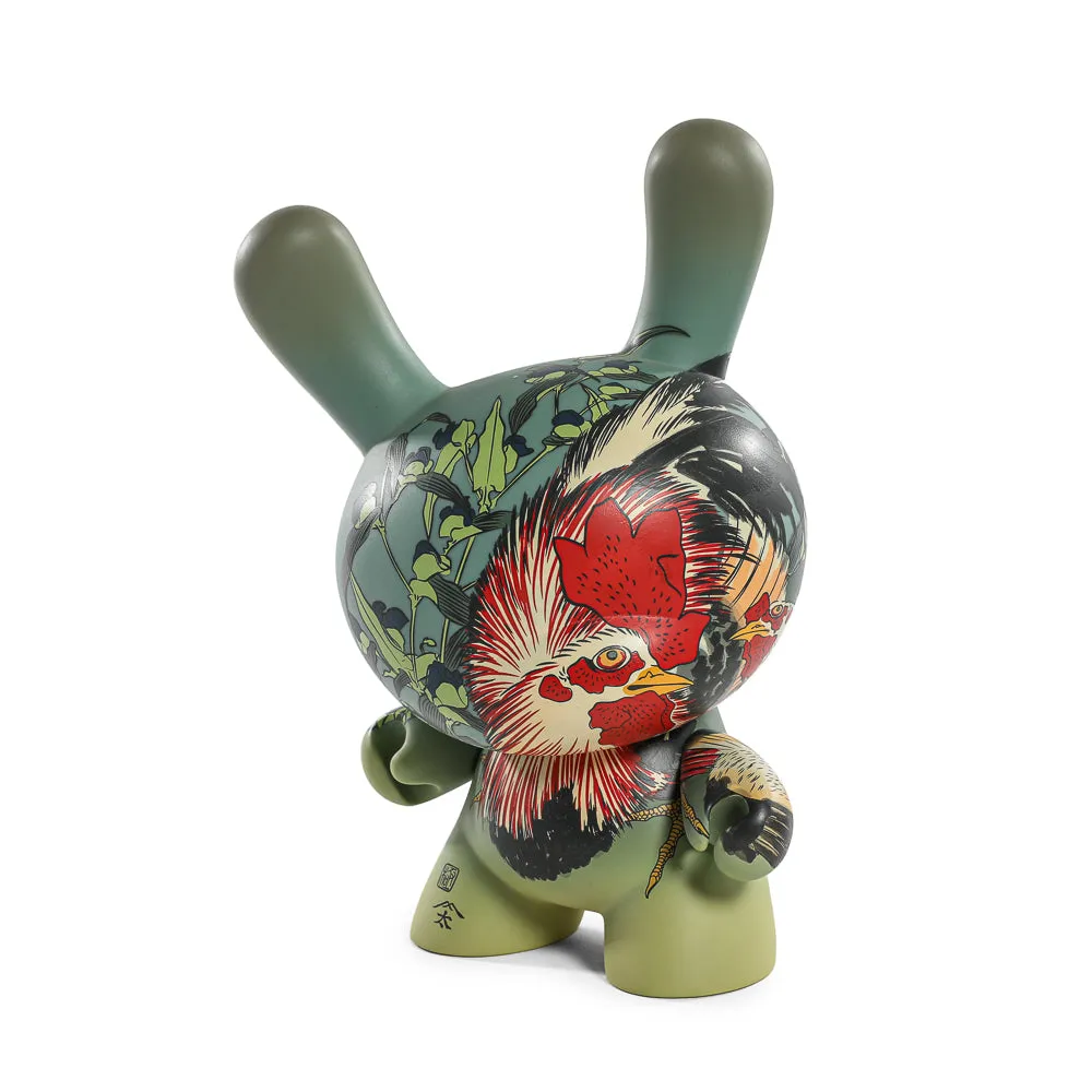 The Met 8" Masterpiece Vinyl Art Dunny - Rooster, Hen and Chicken with Spiderwort by Katsushika Hokusai (PRE-ORDER)