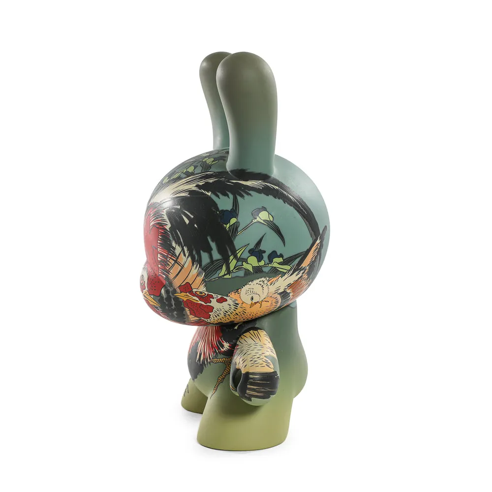 The Met 8" Masterpiece Vinyl Art Dunny - Rooster, Hen and Chicken with Spiderwort by Katsushika Hokusai (PRE-ORDER)