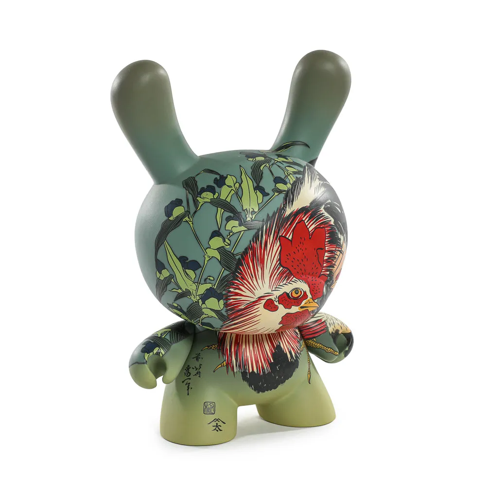 The Met 8" Masterpiece Vinyl Art Dunny - Rooster, Hen and Chicken with Spiderwort by Katsushika Hokusai (PRE-ORDER)