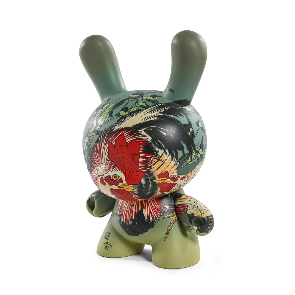 The Met 8" Masterpiece Vinyl Art Dunny - Rooster, Hen and Chicken with Spiderwort by Katsushika Hokusai (PRE-ORDER)